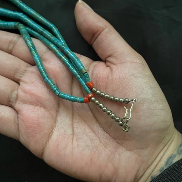 Heishi Turquoise Native American Beaded Necklace Jacla - Picture 10 of 13